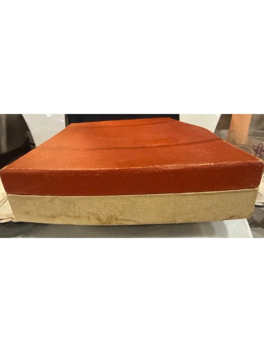 Vintage Flatware Storage Chest Box - Anti-Tarnish Red Felt Lining, Curved Lid Mi